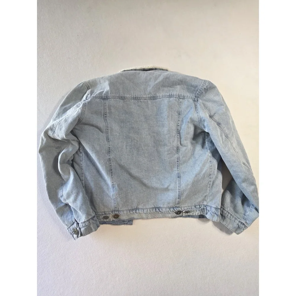 Size S- Guess Jean Light Blue White Fur Jacket